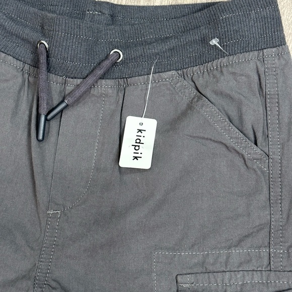 Boys Kidpik Large 10 - 12 Cargo Shorts 6 Pockets Charcoal Drawstring Waist NWT - Picture 5 of 8